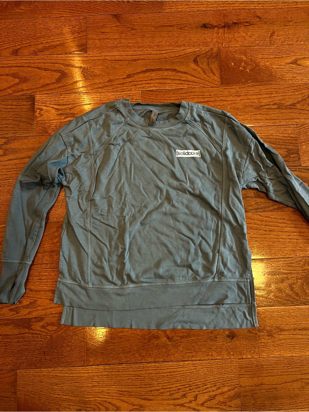 Solid Long Sleeve Crewneck Shirt - Slate Blue size medium